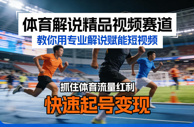 体育解说精品视频赛道，教你用专业解说赋能短视频，抓住体育流量红利，快速起号变现-课程网