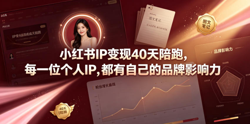 小红书IP变现40天陪跑，每一位个人IP，都有自己的品牌影响力-课程网