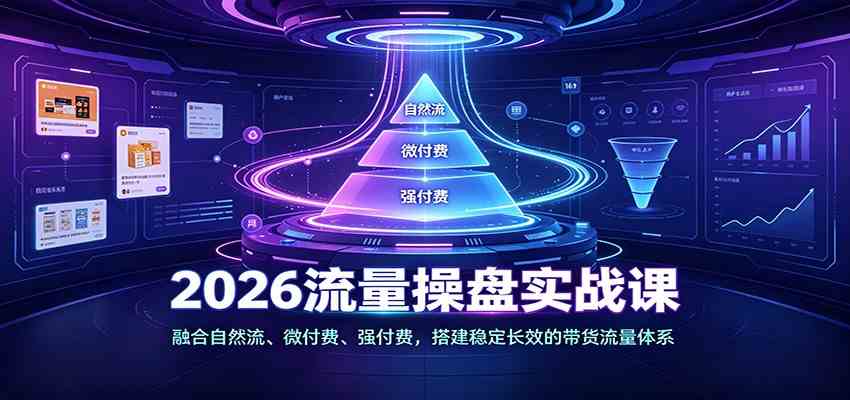 2026流量操盘实战课：融合自然流、微付费、强付费，搭建稳定长效的带货流量体系-课程网