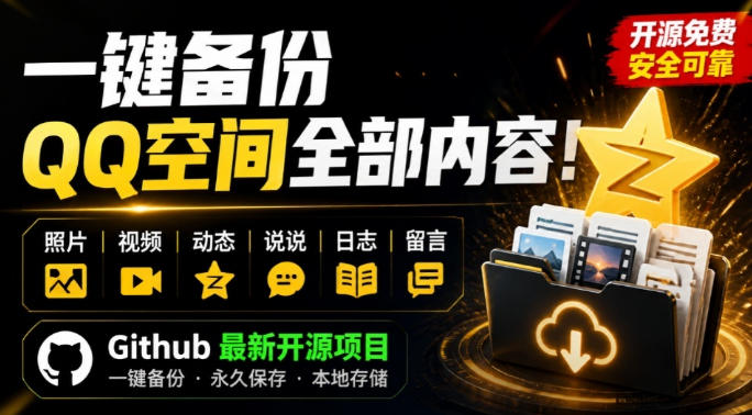一键将你QQ空间全部内容备份下来！照片/视频/动态信息全存本地，Github最新开源项目QzoneArchive-课程网