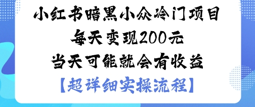 小红书暗黑小众冷门项目每天变现2张当天可能就会有收益-课程网